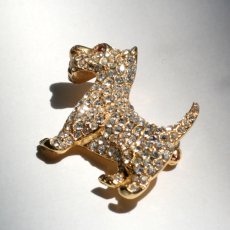 画像8: 英国 1960年代 ヴィンテージブローチ「まばゆい午後、忠犬のまなざし」ゴールドテリア犬 ラインストーン イギリス アクセサリー EW0348 (8)