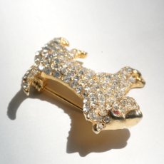 画像10: 英国 1960年代 ヴィンテージブローチ「まばゆい午後、忠犬のまなざし」ゴールドテリア犬 ラインストーン イギリス アクセサリー EW0348 (10)