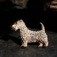 画像13: 英国 1960年代 ヴィンテージブローチ「まばゆい午後、忠犬のまなざし」ゴールドテリア犬 ラインストーン イギリス アクセサリー EW0348 (13)