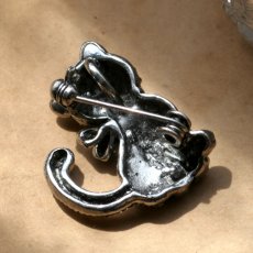 画像7: 英国 ヴィンテージ 猫 クリスタルストーン ブローチ&ネックレス  2WAY 「月のひかりをまとう猫 」イギリス アクセサリー EW0380 (7)