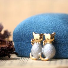 画像6: 英国 ヴィンテージ 寄り添う2匹の猫ブローチ「 ふたりでひとつのしずけさ 」イギリス アクセサリー (6)