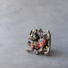 画像13: 英国 ヴィンテージ カラフルラインストーン指輪 犬「こんにちは、きらきらの友だち」リング フリーサイズ (13)