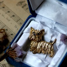 画像4: 英国 ヴィンテージ スコティッシュテリア犬 ゴールドブローチ「忠犬のまなざしは、時を超えて」イギリス アクセサリー (4)