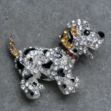 画像5: 英国 1960年代ヴィンテージ ダルメシアン 仔犬 クリスタルブローチ「うれしそうに、春を告げる声」イギリス アクセサリー (5)