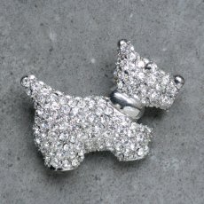 画像6: 英国 ヴィンテージ テリア犬 クリスタルブローチ「星屑をまとう、小さなまなざし」イギリス アクセサリー (6)