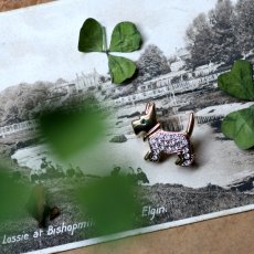 画像2: 英国 1960年代 ヴィンテージ 小さなテリア犬 クリスタルブローチ「森のなかの、忠実なともだち」イギリス アクセサリー (2)