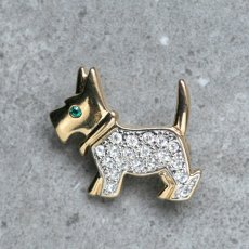 画像6: 英国 1960年代 ヴィンテージ 小さなテリア犬 クリスタルブローチ「森のなかの、忠実なともだち」イギリス アクセサリー (6)