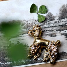 画像1: 英国 ヴィンテージ プードル犬ブローチ「金色のプードルと、きらめく午後」イギリス アクセサリー (1)