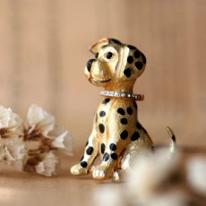 画像4: 英国 1970年代 ヴィンテージ ダルメシアン犬ブローチ 首輪が揺れる「きらめきが語りかける、忠犬のまなざし」 イギリス アクセサリー (4)