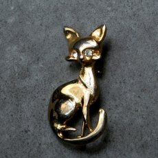 画像4: 英国 ヴィンテージ 猫ブローチ「そっと見つめる しあわせの猫 」 イギリス アクセサリー (4)