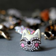 画像1: 英国 ヴィンテージ 猫リング ねこ指輪「笑顔の猫に出会える指輪」イギリス アクセサリー 約17号 (1)