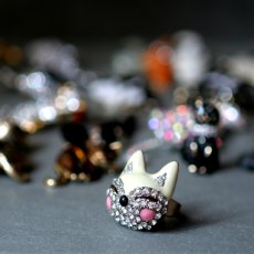 画像2: 英国 ヴィンテージ 猫リング ねこ指輪「笑顔の猫に出会える指輪」イギリス アクセサリー 約17号 (2)