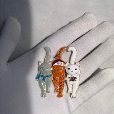 画像9: 英国 ヴィンテージ 3匹の仲良し猫たち「3匹の猫のクリスマス行進」イギリス アクセサリー (9)