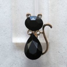 画像7: 英国 ヴィンテージ 小さく可愛い黒猫ブローチ「小さなきらめき、黒猫のしずく」イギリス アクセサリー (7)