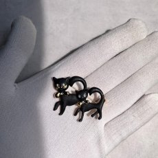 画像11: 英国 ヴィンテージ 親子黒猫ブローチ「静かに寄り添う、ふたつの影」イギリス アクセサリー (11)