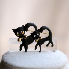 画像8: 英国 ヴィンテージ 親子黒猫ブローチ「静かに寄り添う、ふたつの影」イギリス アクセサリー (8)