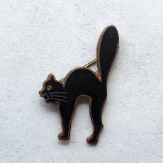 画像5: 英国 ヴィンテージ 小さい黒猫ブローチ「怒り顔の守り神、黒猫がくれる幸運のしっぽ」イギリス アクセサリー (5)