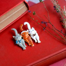 画像4: 英国 ヴィンテージ 3匹の仲良し猫たち「3匹の猫のクリスマス行進」イギリス アクセサリー (4)