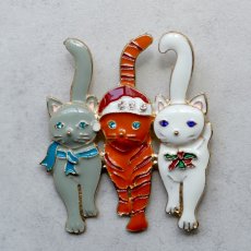 画像5: 英国 ヴィンテージ 3匹の仲良し猫たち「3匹の猫のクリスマス行進」イギリス アクセサリー (5)