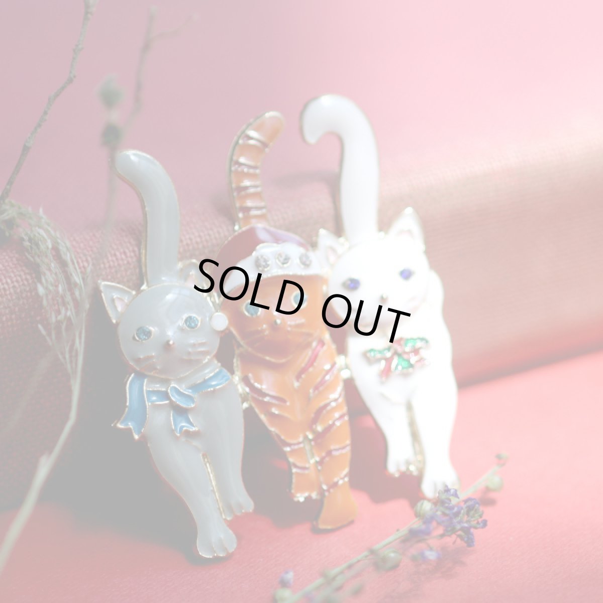 画像7: 英国 ヴィンテージ 3匹の仲良し猫たち「3匹の猫のクリスマス行進」イギリス アクセサリー (7)