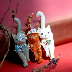 画像7: 英国 ヴィンテージ 3匹の仲良し猫たち「3匹の猫のクリスマス行進」イギリス アクセサリー (7)