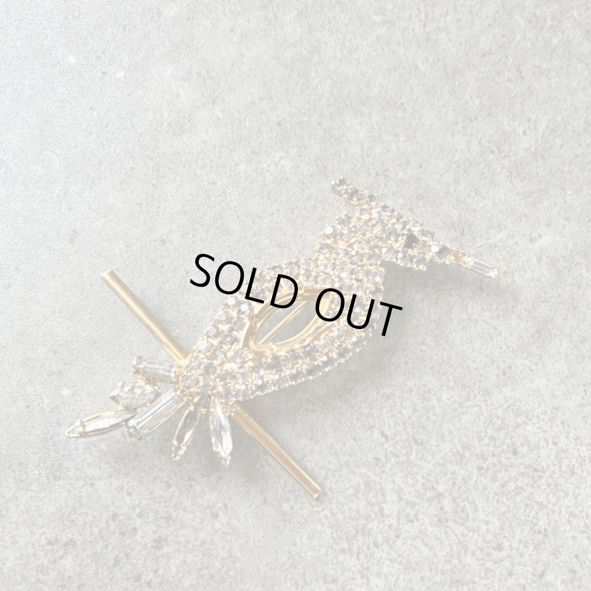 画像5: 英国 ヴィンテージ 鳥ブローチ ゴールド×クリアストーンイギリス製アンティークジュエリー (5)