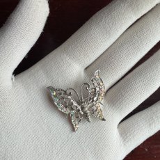 画像19: アメリカ 1970年代 バタフライ蝶々のオーロララインストーン ヴィンテージブローチ (19)