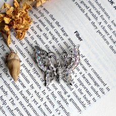 画像12: アメリカ 1970年代 バタフライ蝶々のオーロララインストーン ヴィンテージブローチ (12)