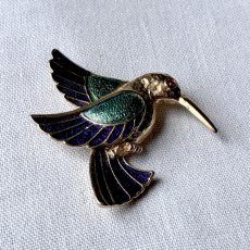 画像5: 小さな奇跡を連れて──英国ヴィンテージ ハチドリ エナメルブローチ (5)