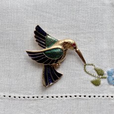 画像4: 小さな奇跡を連れて──英国ヴィンテージ ハチドリ エナメルブローチ (4)