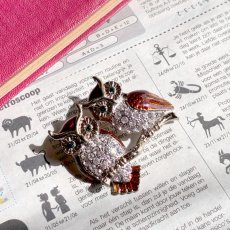 画像4: 星降る夜、寄り添うふたり 英国ヴィンテージ・フクロウブローチ (4)