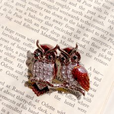 画像2: 星降る夜、寄り添うふたり 英国ヴィンテージ・フクロウブローチ (2)