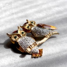 画像6: 英国ヴィンテージ・エナメルブローチ　寄り添う2羽のフクロウ  (6)