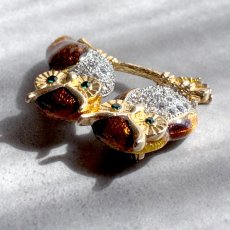 画像7: 英国ヴィンテージ・エナメルブローチ　寄り添う2羽のフクロウ  (7)