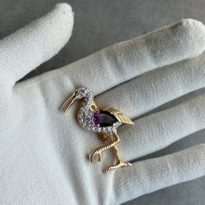画像8: 英国ヴィンテージブローチ｜静かな湖に佇むサギの、月光をまとった宝石ブローチ (8)