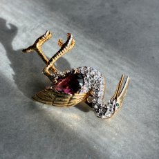 画像6: 英国ヴィンテージブローチ｜静かな湖に佇むサギの、月光をまとった宝石ブローチ (6)