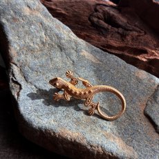 画像1: 英国ヴィンテージ光をまとう小さなトカゲのブローチ (1)