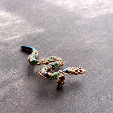 画像5: 英国ヴィンテージ　蒼緑の煌めきを纏うヘビブローチ (5)