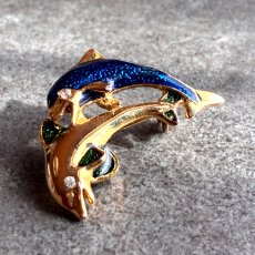 画像7: 英国ヴィンテージ　寄り添う二匹のイルカが運ぶ幸運のきらめき (7)