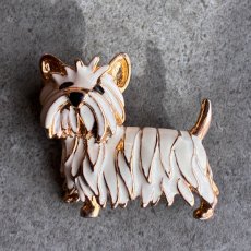 画像4: 英国ヴィンテージ・スコティッシュテリア ブローチ ふんわりクリームバニラの優しさをまとう (4)