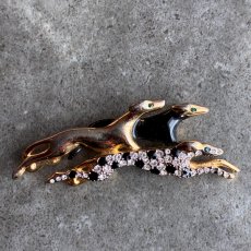 画像4: 英国 ヴィンテージ ブローチ幸運を連れて走る ヴィンテージ三匹犬ブローチ (4)