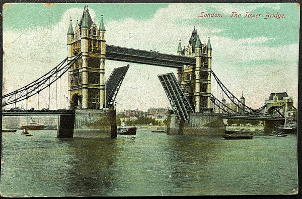 イギリス 消印あり アンティークポストカード THE TOWER BRIDGE LONDON タワーブリッジ