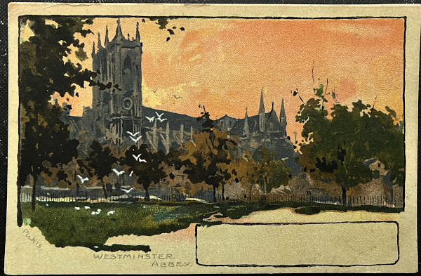 イギリス 1903年 消印あり アンティークポストカード WESTMINSTER ABBEY ウェストミンスター寺院