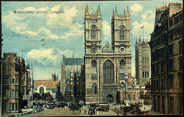 イギリス 消印あり アンティークポストカード Westminster Abbey, LONDON ウェストミンスター寺院