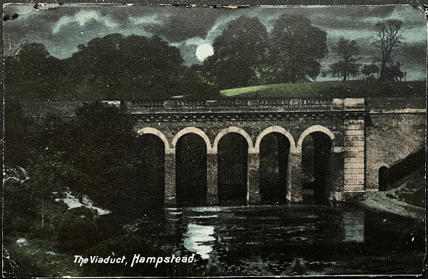 イギリス 消印あり アンティークポストカード The Viaduct Hampstead ハムステッド 高架橋
