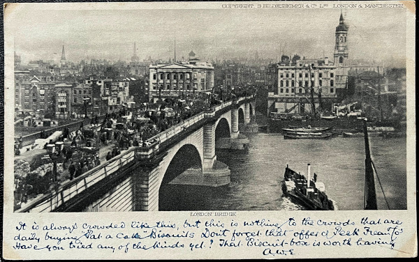 イギリス 1906年 APL 6 06 消印・切手あり アンティークポストカード LONDON BRIDGE ロンドン橋| アンティークポストカード 専門店アクトンアンティークス